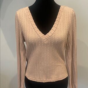 Tan  V-Neck sexy fitted looks too long sleeve small